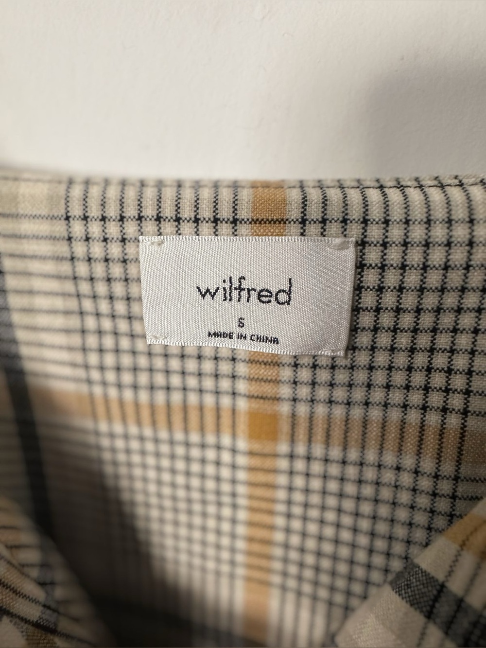 Aritzia Wilfred Plaid Mini Dress | Neutral Check Print | Size Small - Picture 6 of 7